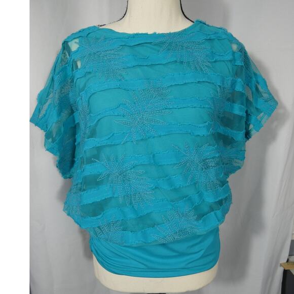 Chico's Tops - Chico's 1 Touch Of Cool Leafy Overlay Banded Sheer Boho Preppy NWT